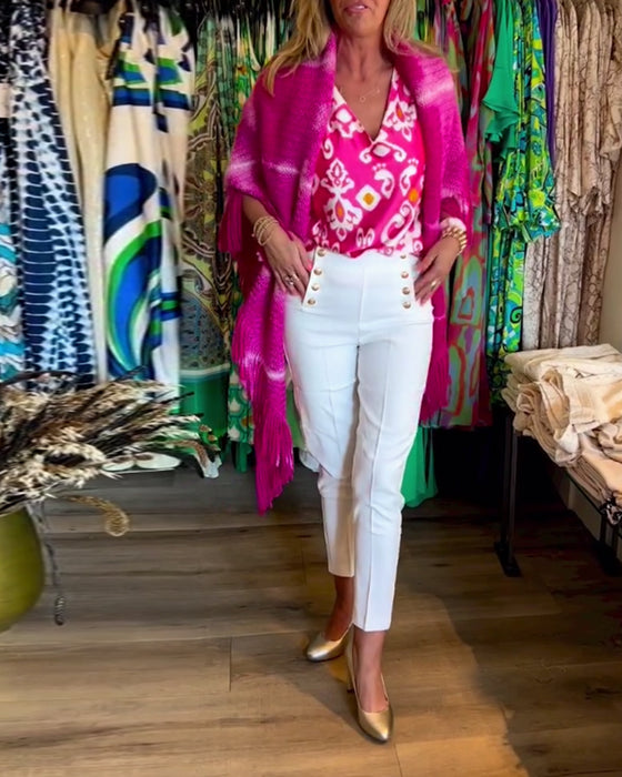 Trykt V-hals kortermet topp