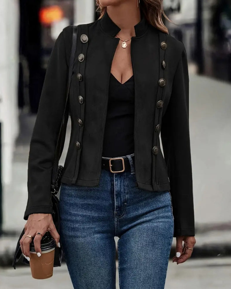 Stilig dobbeltspent ensfarget jakke