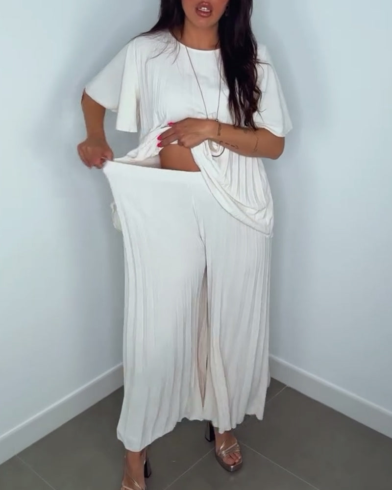 Ensfargede plisserte løse sett