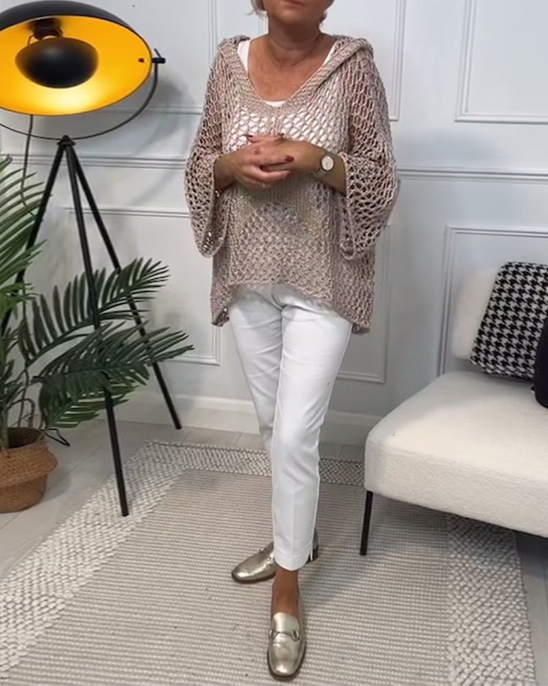 Ensfarget hettegenser med stjerneutskjæring