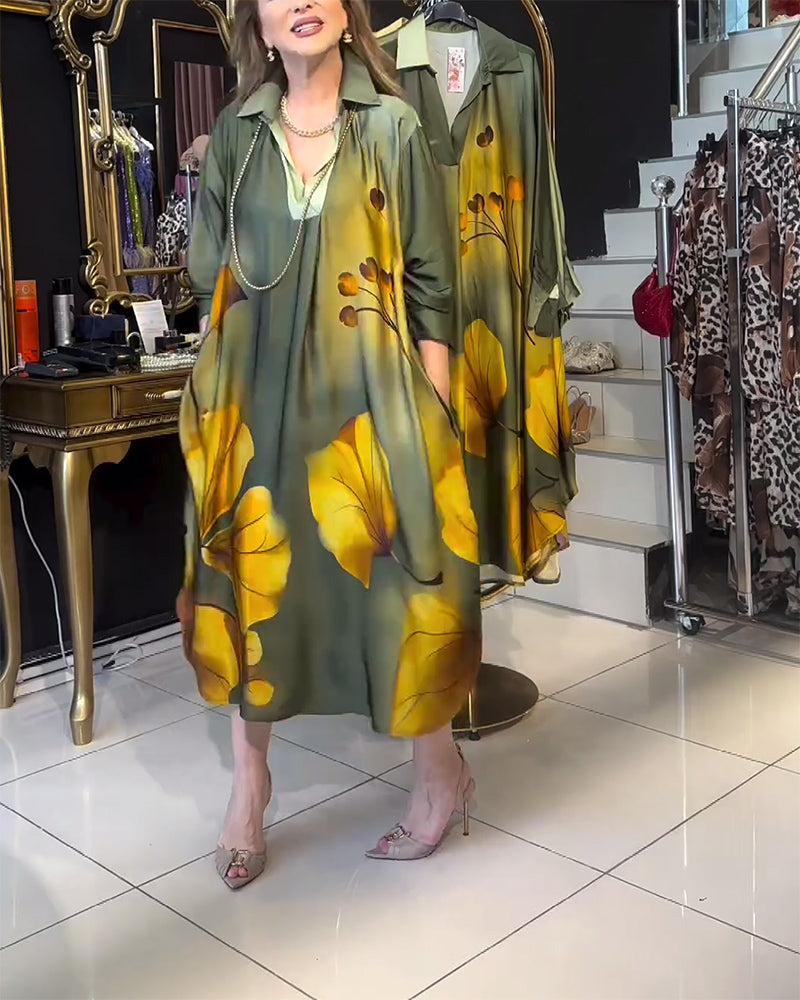 Jakkeslagslomme kjole med ombre-trykk