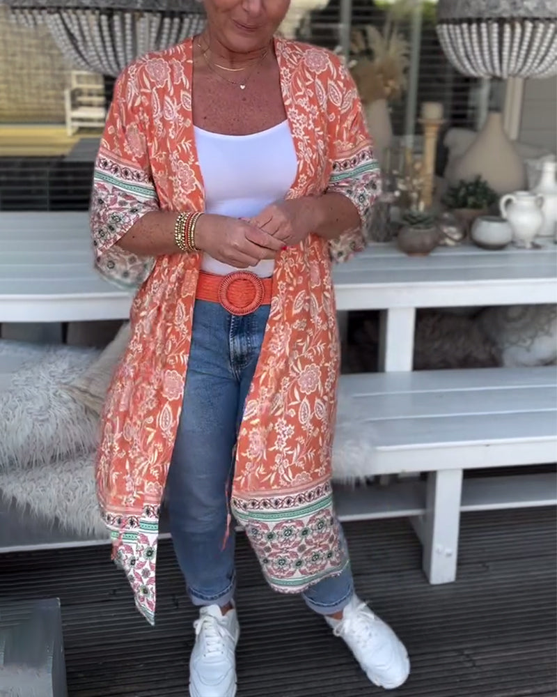 Fasjonabel feriestrandkåpe med trykk