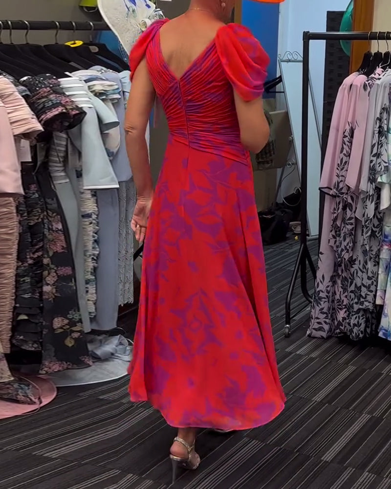 Plissert kjole med slits