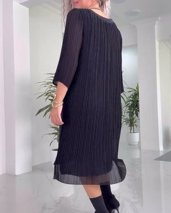 Ensfarget fritidskjole med slits