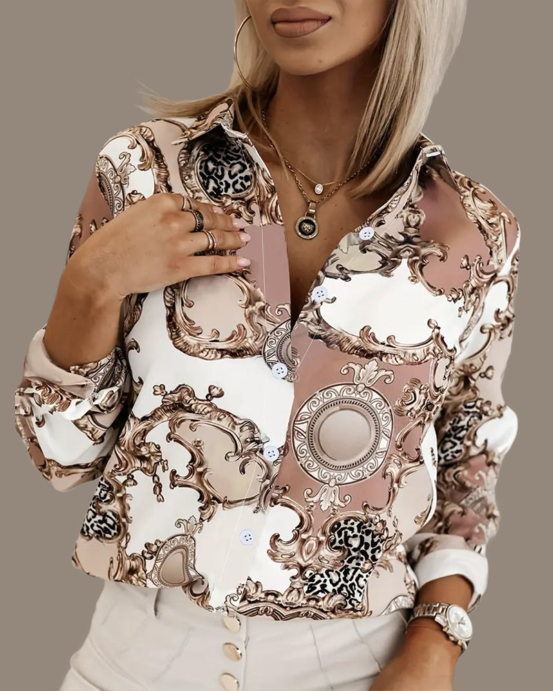 Blus Med Old Money Stil Og Knapp-Front Design