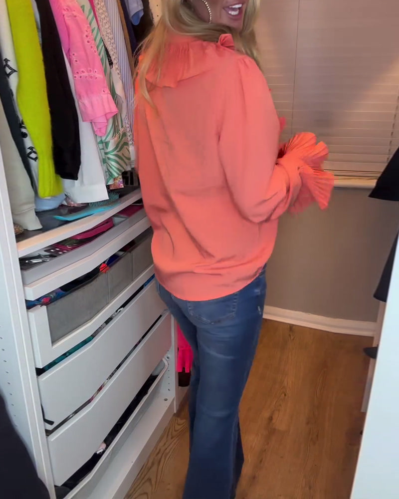 Patchwork volang ensfarget langermet topp