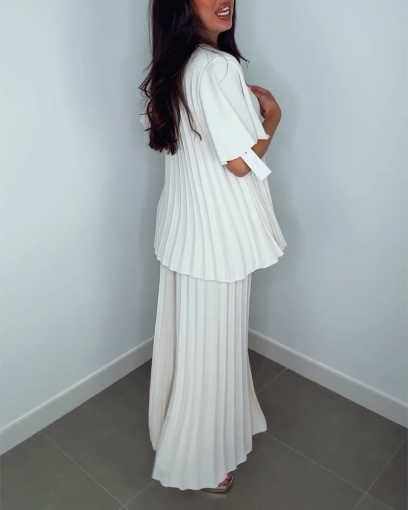 Ensfargede plisserte løse sett