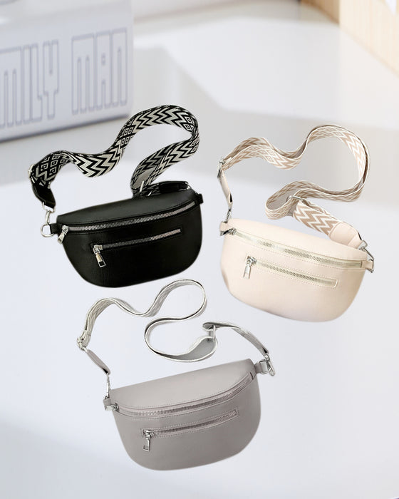 Glidelås skulderveske med kontraststropper