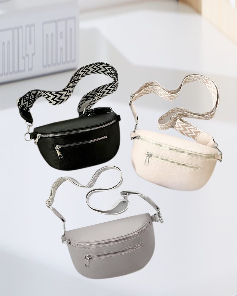 Glidelås skulderveske med kontraststropper