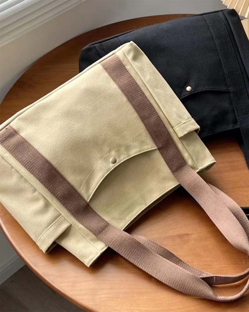 Stor kapasitet lerretsveske med doble håndtak