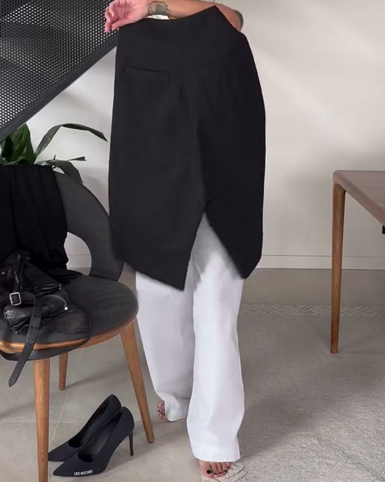 Enkle ensfargede asymmetriske fritidsbukser