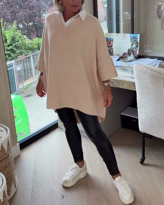 Genser Med V-Hals, Knappet Og Asymmetrisk Egenskaper