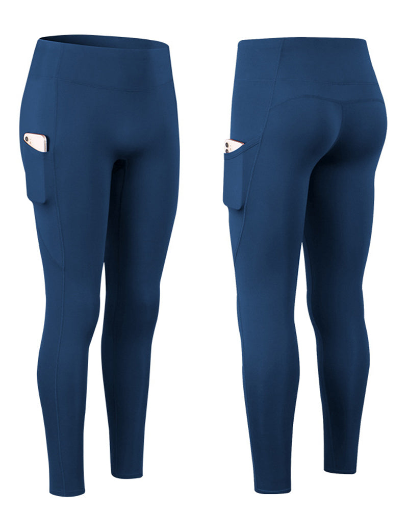 Ensfargede leggings med fleecelommer