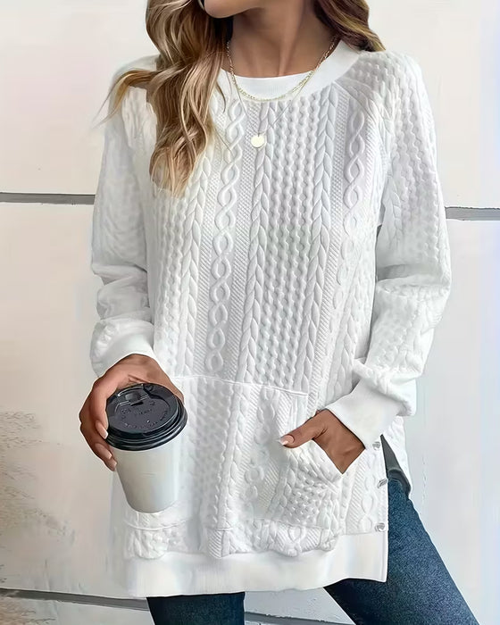 Sweatshirt Med Lomme Og Delt-Hem Egenskaper
