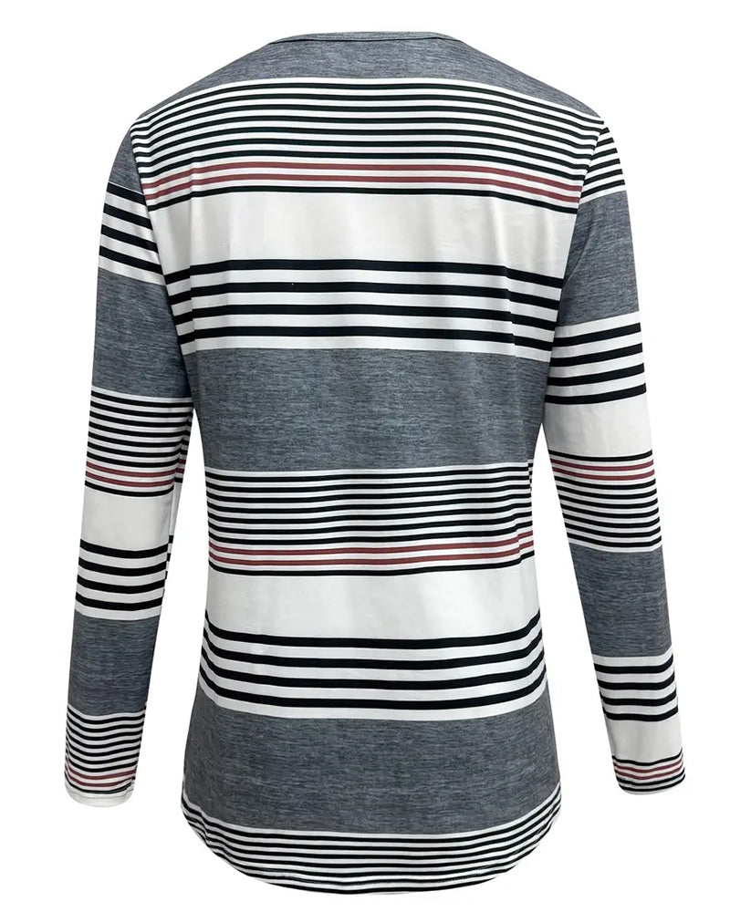 T - Shirt Med Striper For Casual Dragt