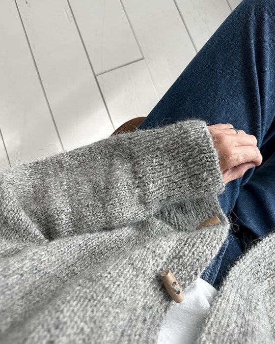 Stativ krage hornknapp ensfarget cardigan