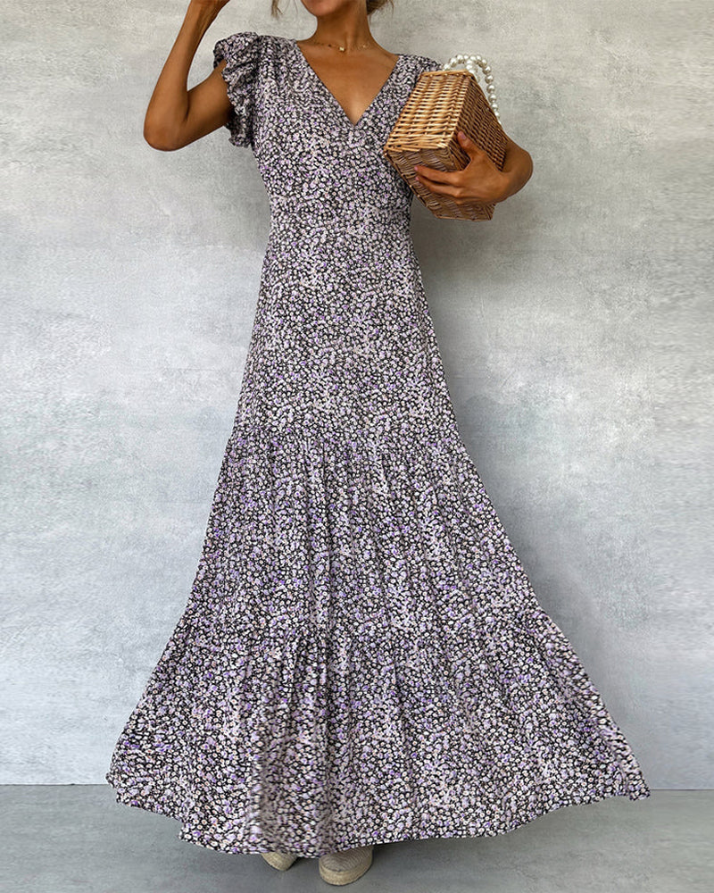 Elegant kjole med volanger og splitt