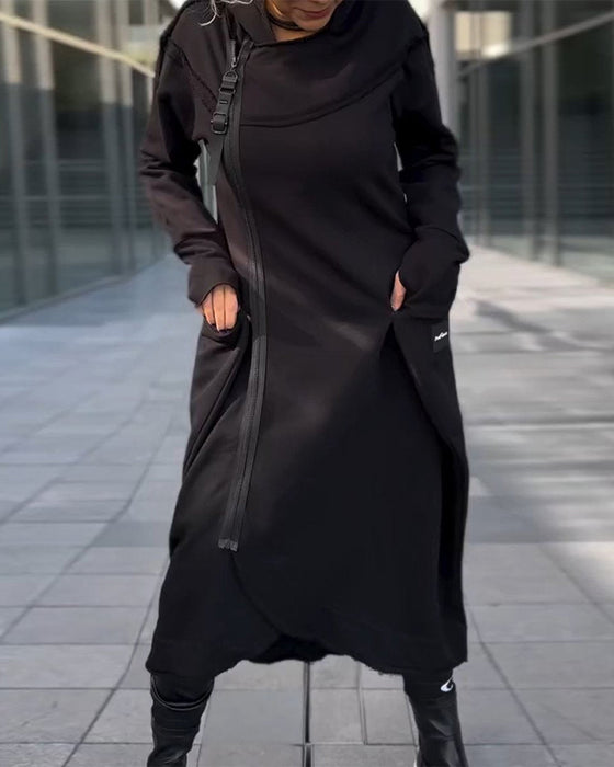 Ensfarget elegant løs kjole