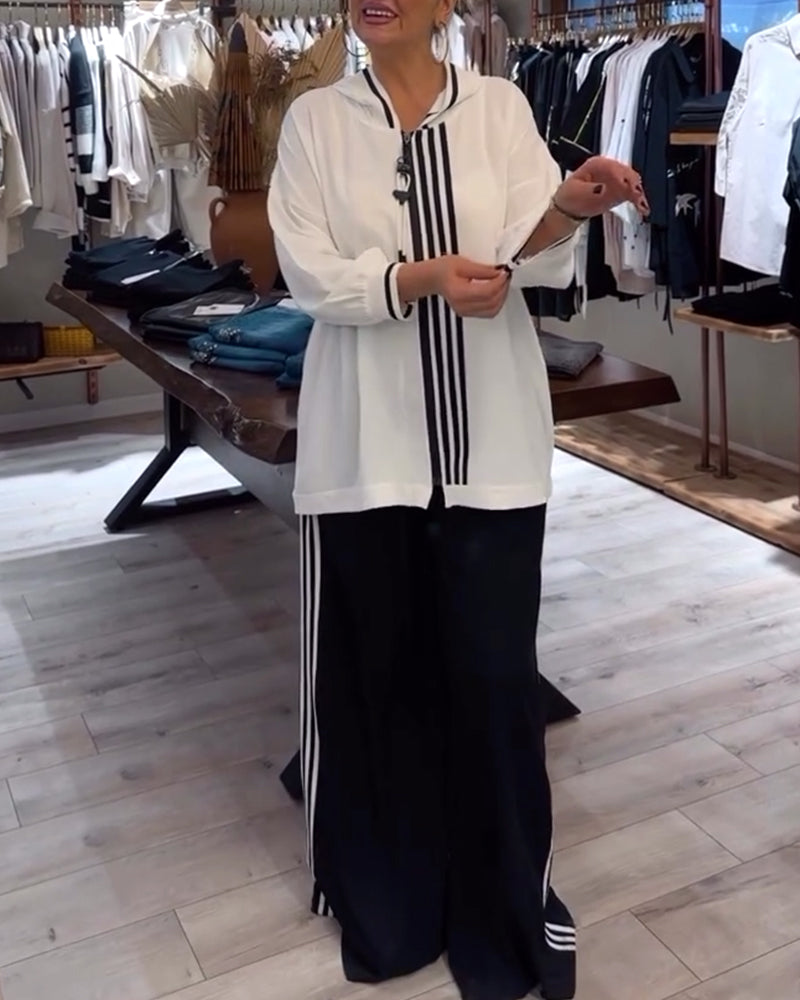 Hette stripete casual todelt sett