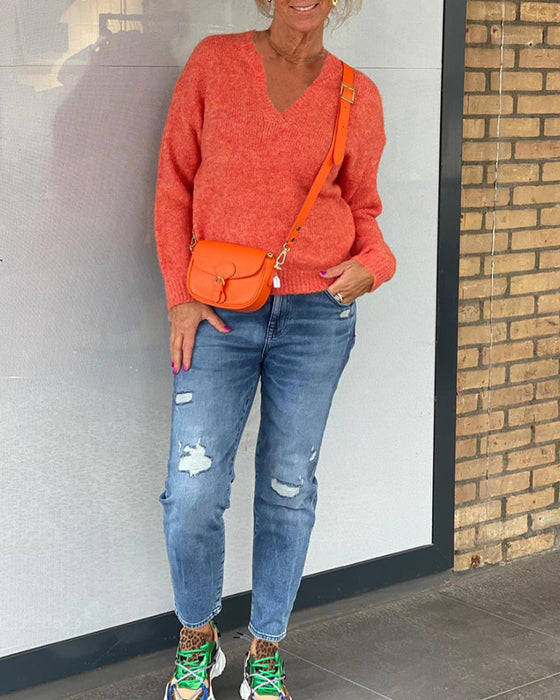 Solidfarge V-hals-pullovers