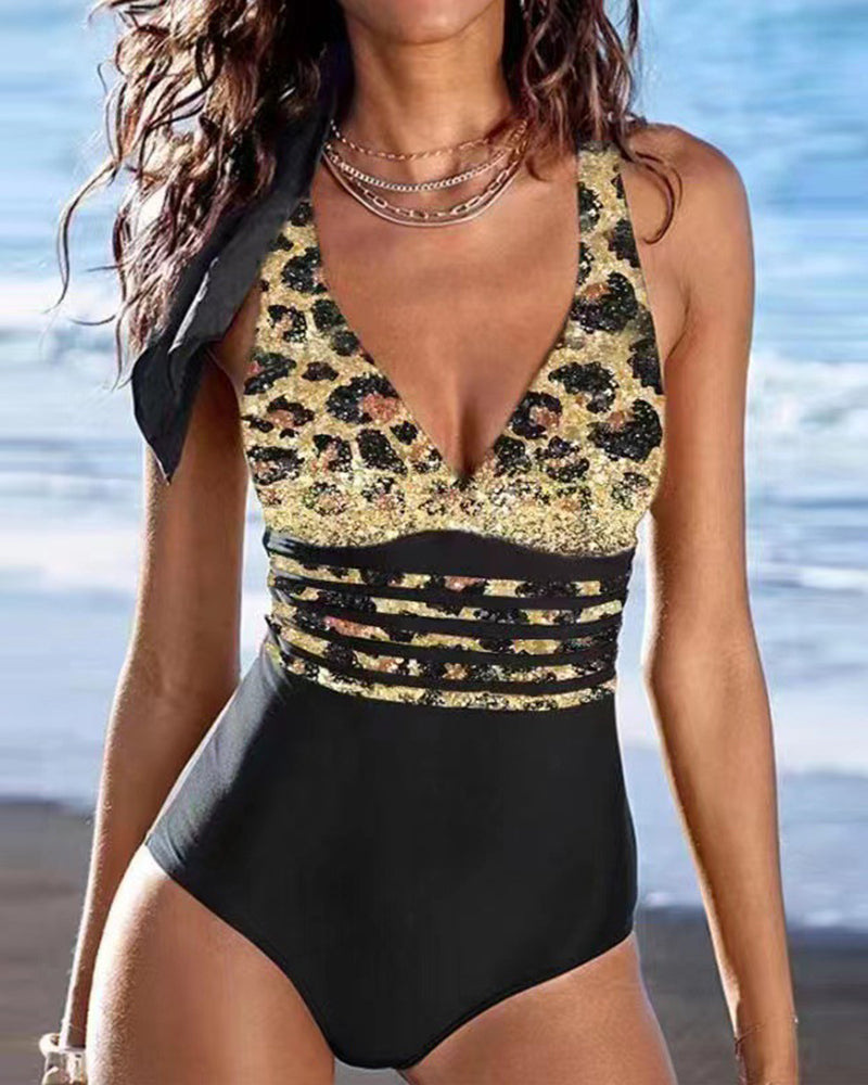 Badedrakt i ett stykke med korsrygg