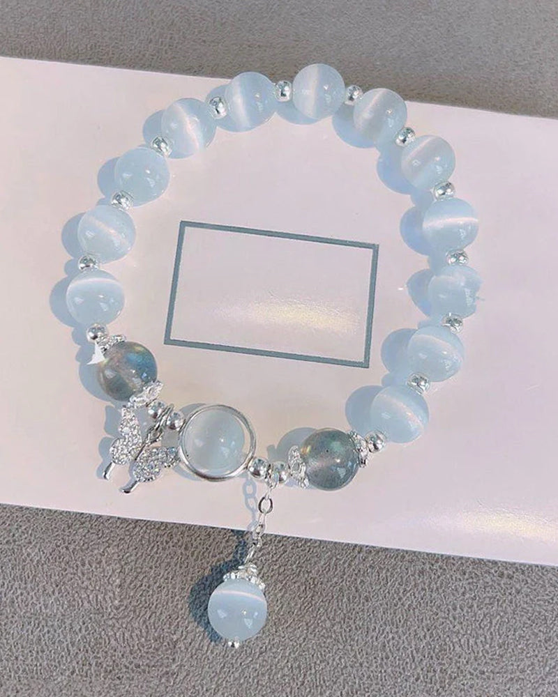 Sommerfuglarmbånd i imitert katteøyekrystall