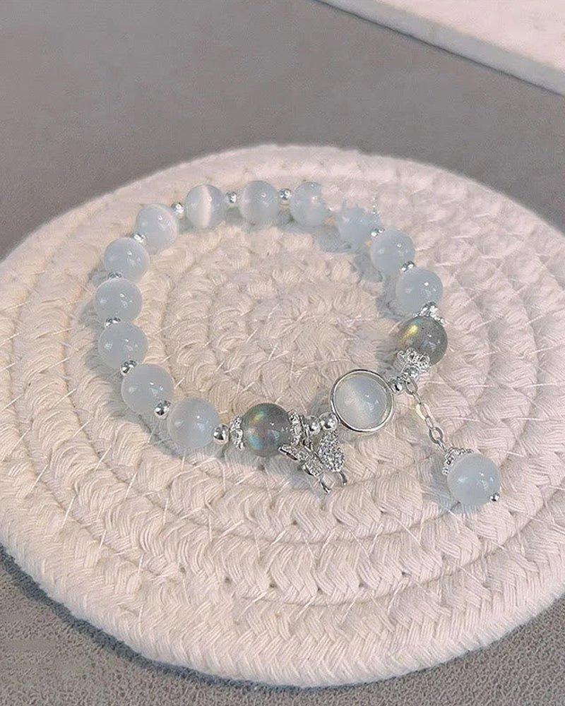 Sommerfuglarmbånd i imitert katteøyekrystall