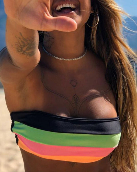 Sexy fargeblokktrykk-bikini