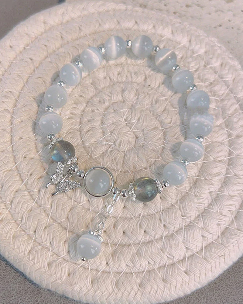 Sommerfuglarmbånd i imitert katteøyekrystall