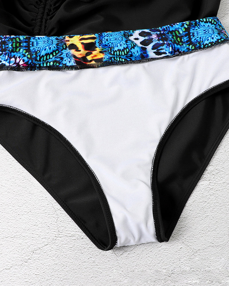 Bikini med høy midje og blomsterprint