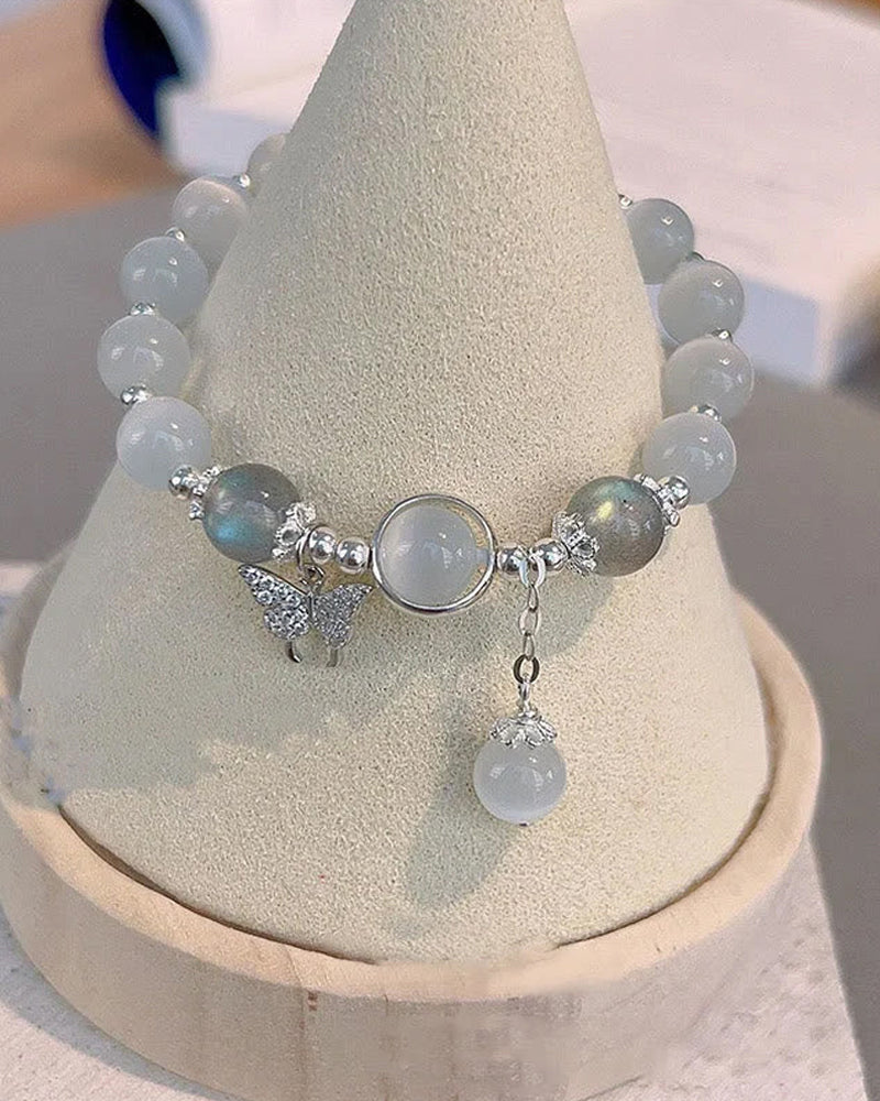 Sommerfuglarmbånd i imitert katteøyekrystall