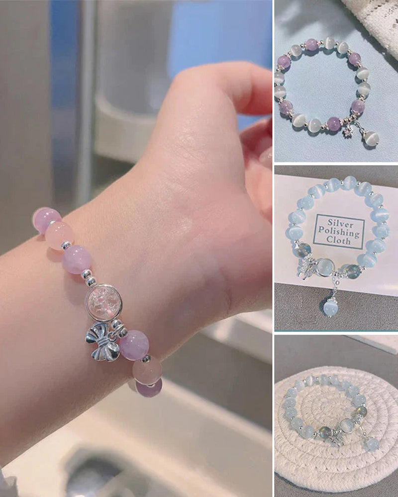 Sommerfuglarmbånd i imitert katteøyekrystall