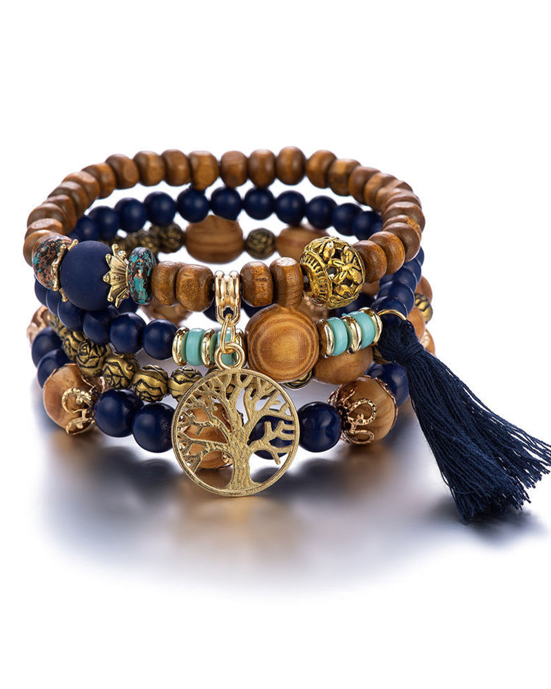 Boho flerlags armbånd med treperler