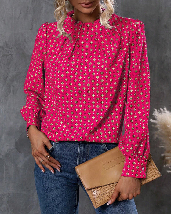 Bluse med vintage stil og print