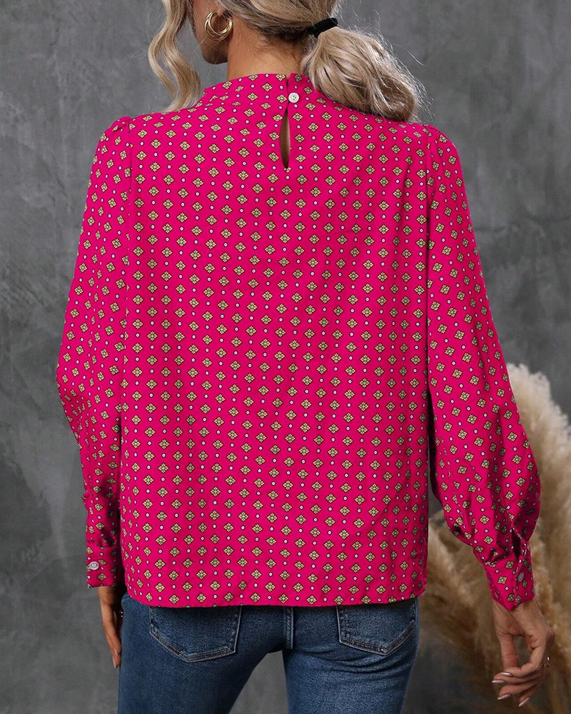 Bluse med vintage stil og print