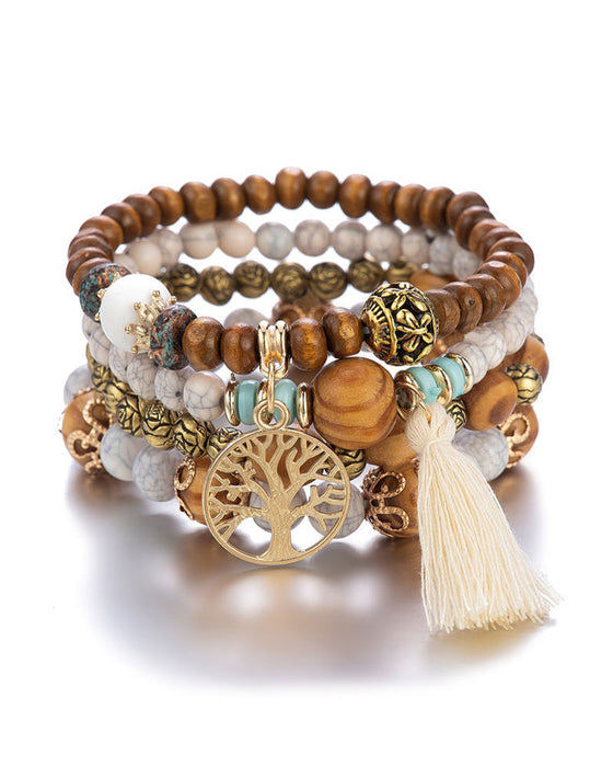 Boho flerlags armbånd med treperler