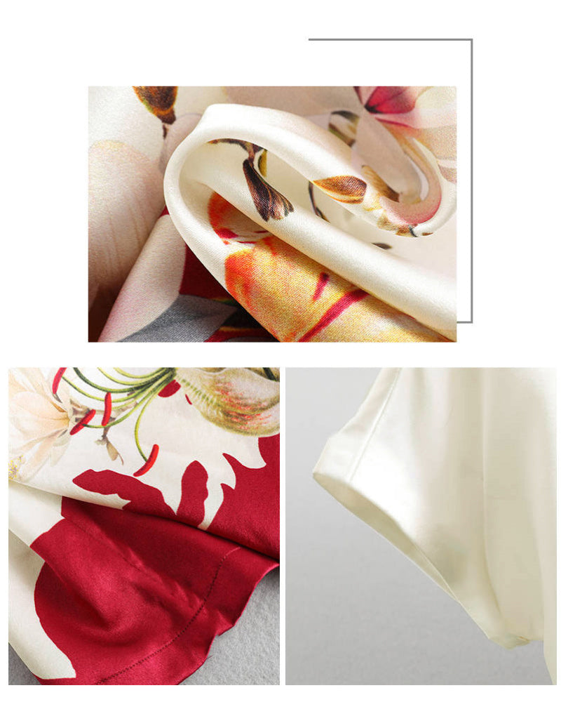 Kortermet t-skjorte i issilke med trykk