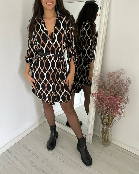 Kjole med retro rombetrykk