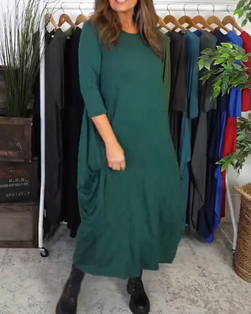 Enkel ensfarget fritidskjole