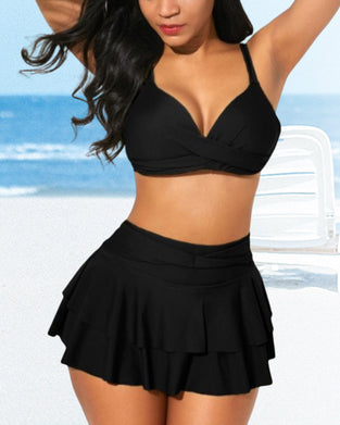 Bikini med ensfarget