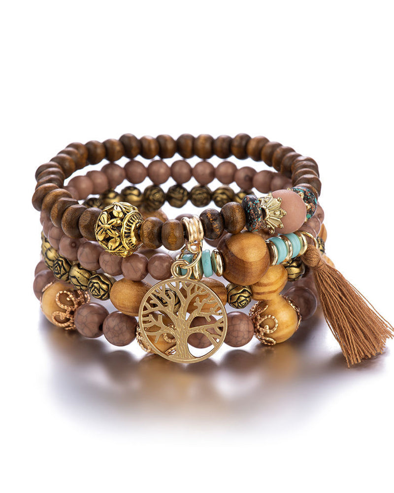 Boho flerlags armbånd med treperler