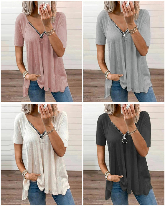 Løs T-skjorte med V-glidelås