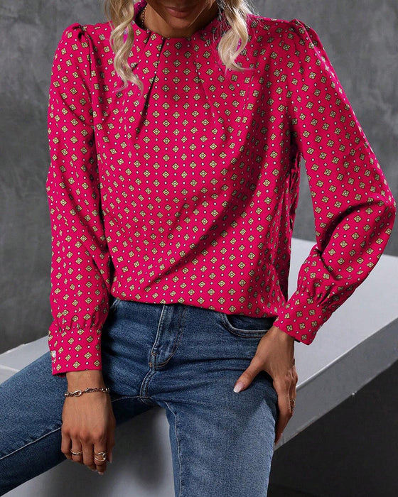 Bluse med vintage stil og print