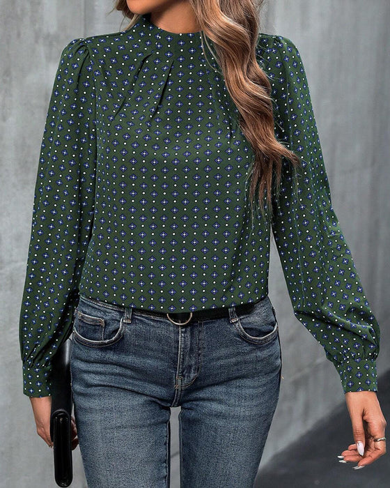 Bluse med vintage stil og print