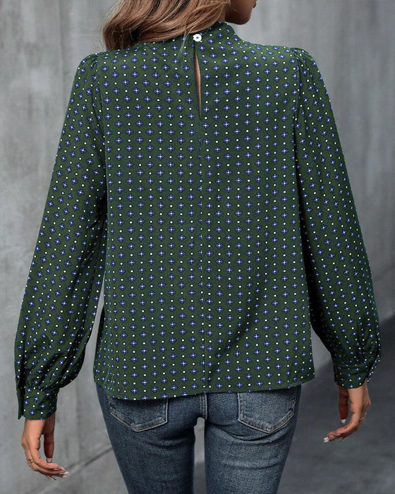 Bluse med vintage stil og print