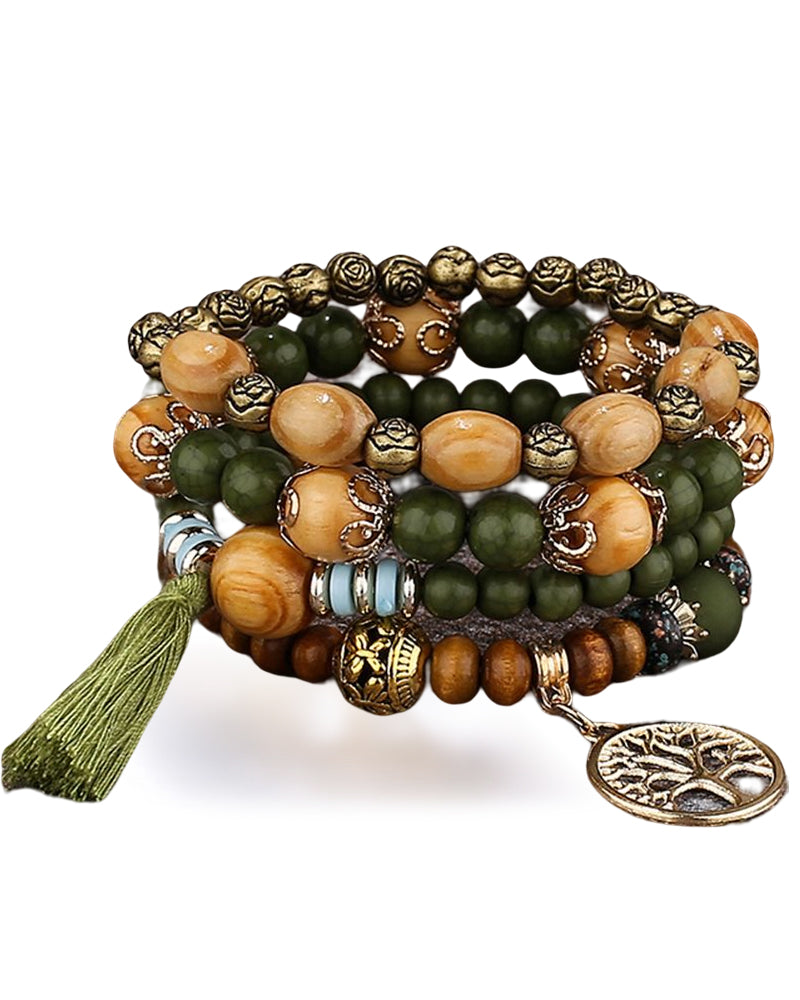 Boho flerlags armbånd med treperler