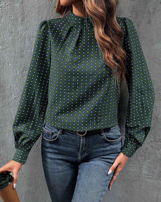 Bluse med vintage stil og print