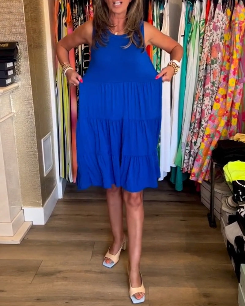 Kjole med plissert passform og ermeløs