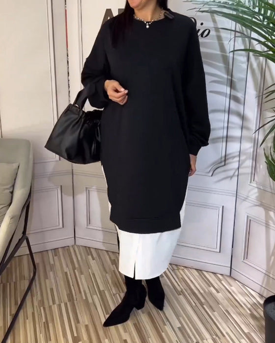 Runde nakke lappeteppe kjole