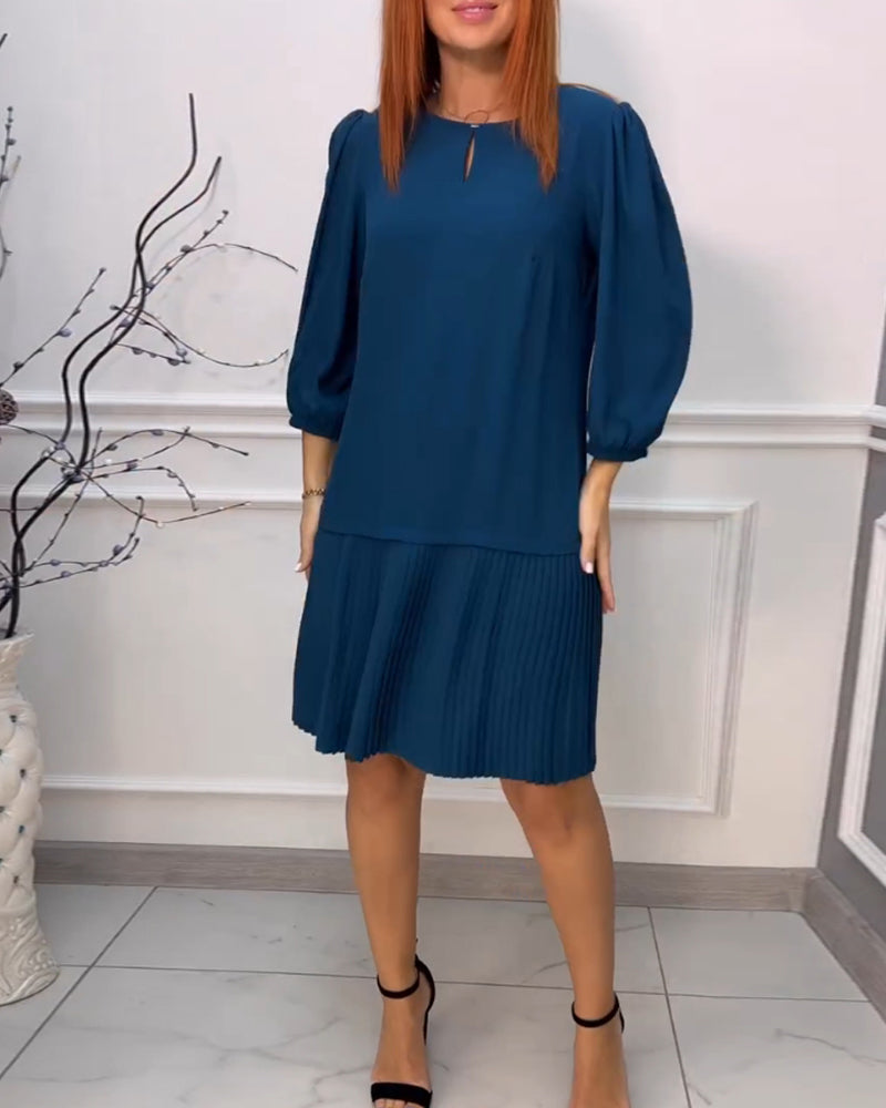 Patchwork plissert ensfarget kjole